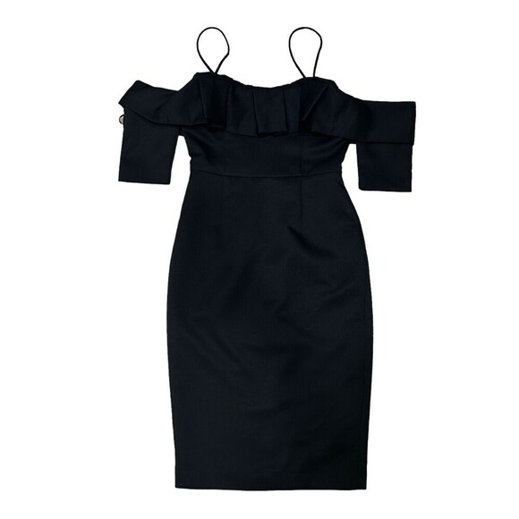 Cooper St NWT Womens Black Ruffle Popover Off-Shoulder Lined Sheath Dress Size 4 - Picture 1 of 11